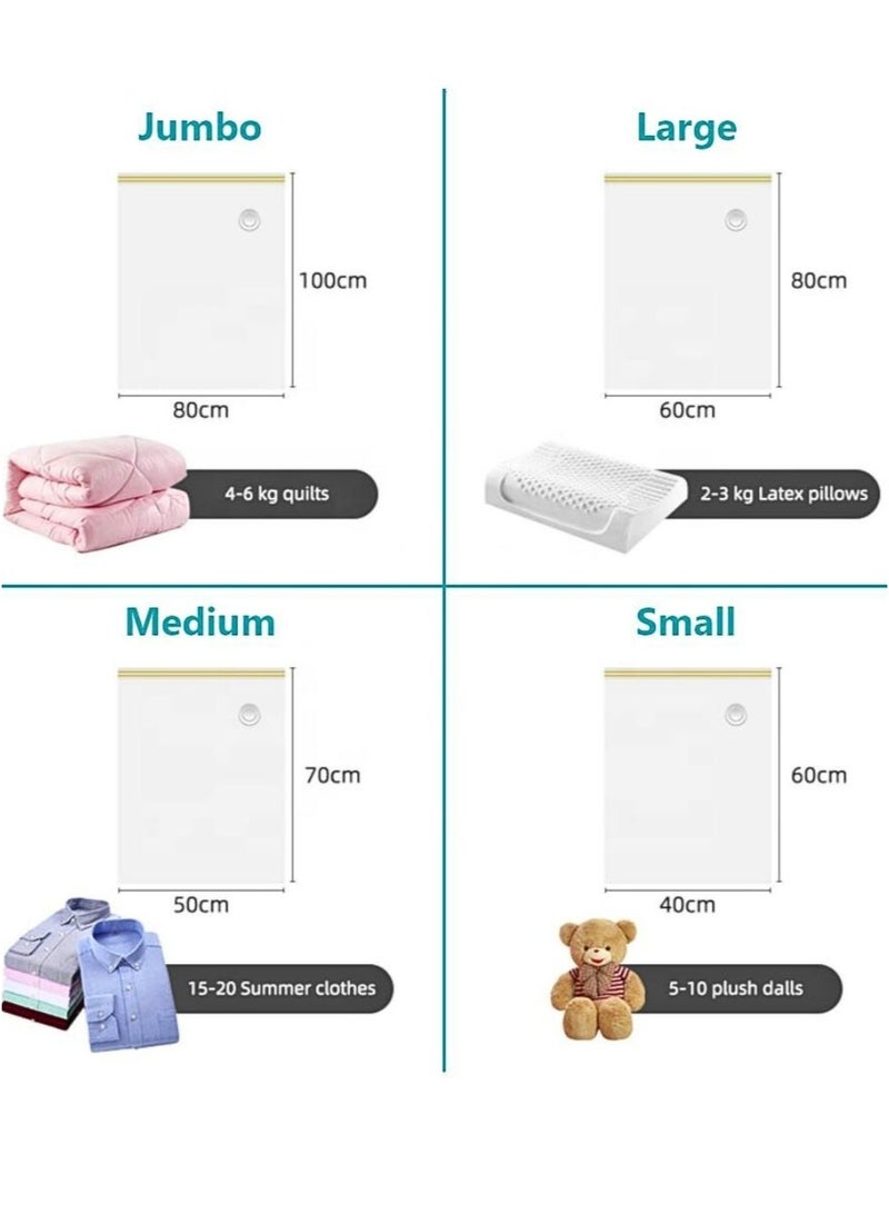 Casilda Space Saver Vacuum Storage Bags with Hand Pump, Vacuum bag Reusable for 80% more Space for Packing Clothes, Blankets, Pillows, Bedding and Travel (2M X 2L X 2J) – Set of 6 (Set B) - Image 2